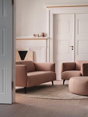 Cozy living room with The Bolzano sofa in brown Lazio fabric
